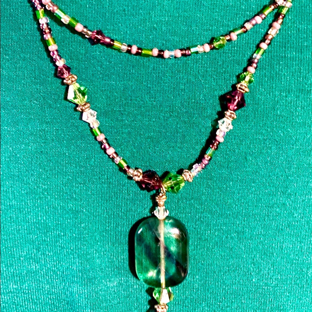 Sterling and Fluorite Double Strand Necklace